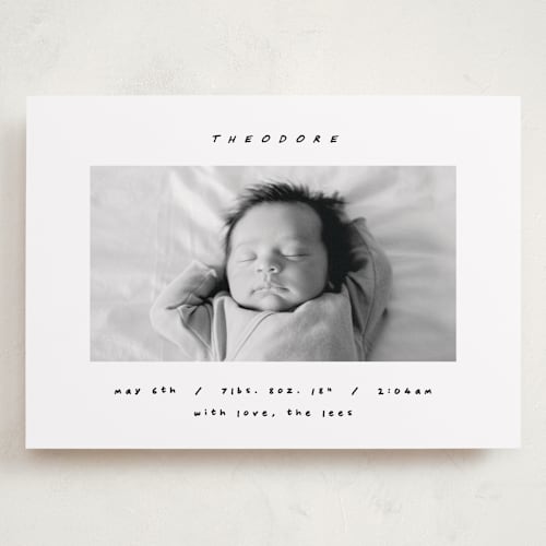 This is a snow grand birth announcements with standard by AK Graphics called pano printing on smooth signature in grand