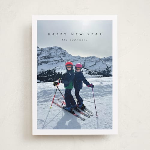 This is a ink new year photo cards with standard by Lucrecia Caporale called timeless charm printing on recycled smooth signature in standard