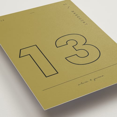 This is a verona sunset table numbers with standard by Blustery August called alaia printing on doublethick in standard