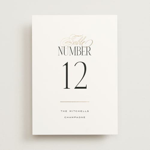 This is a opal table numbers with foil pressed by Leah Bisch called unite printing on doublethick in standard
