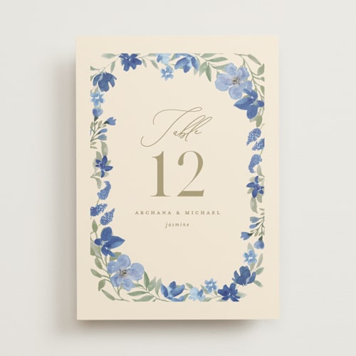 This is a blueberry table numbers with standard by Creo Study called nilgiri printing on doublethick in standard